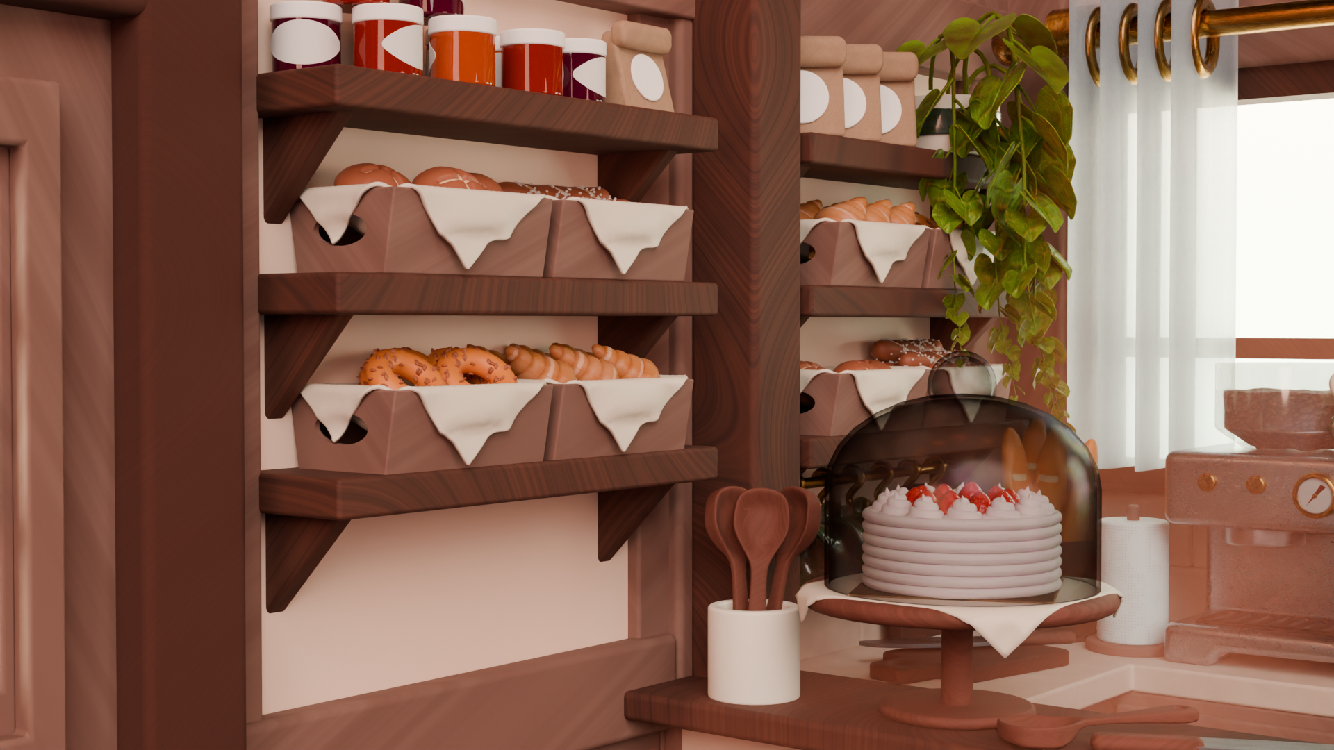 Graphic depicting a hexagonal cropped photo of an interior room design with grid lines along its borders.